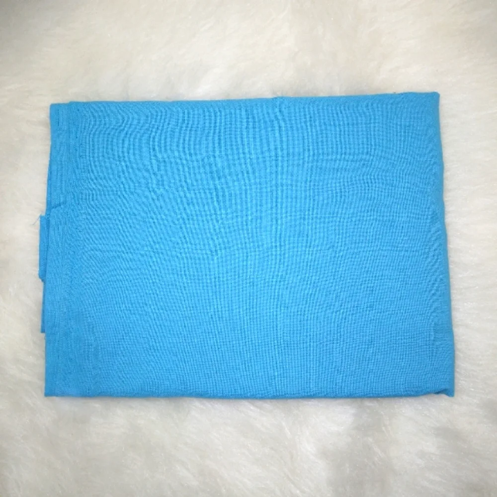 FABRIC Linen Look Blue Fabric Poly Cotton With Very Light Window Pane Lo…